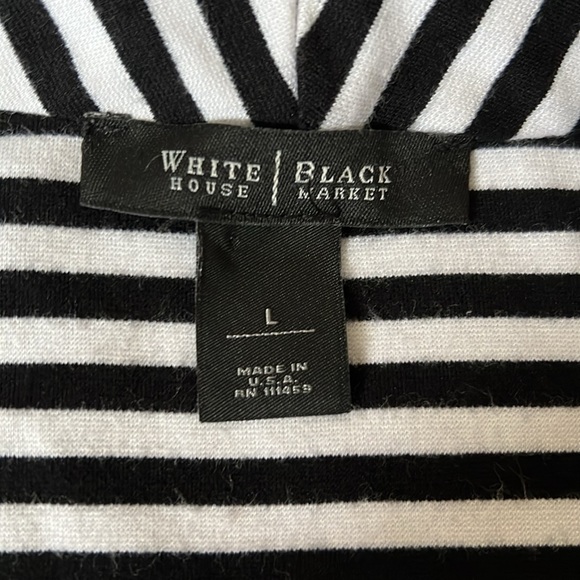 White House Black Market Black and White Striped Knit Blazer - Picture 4 of 8